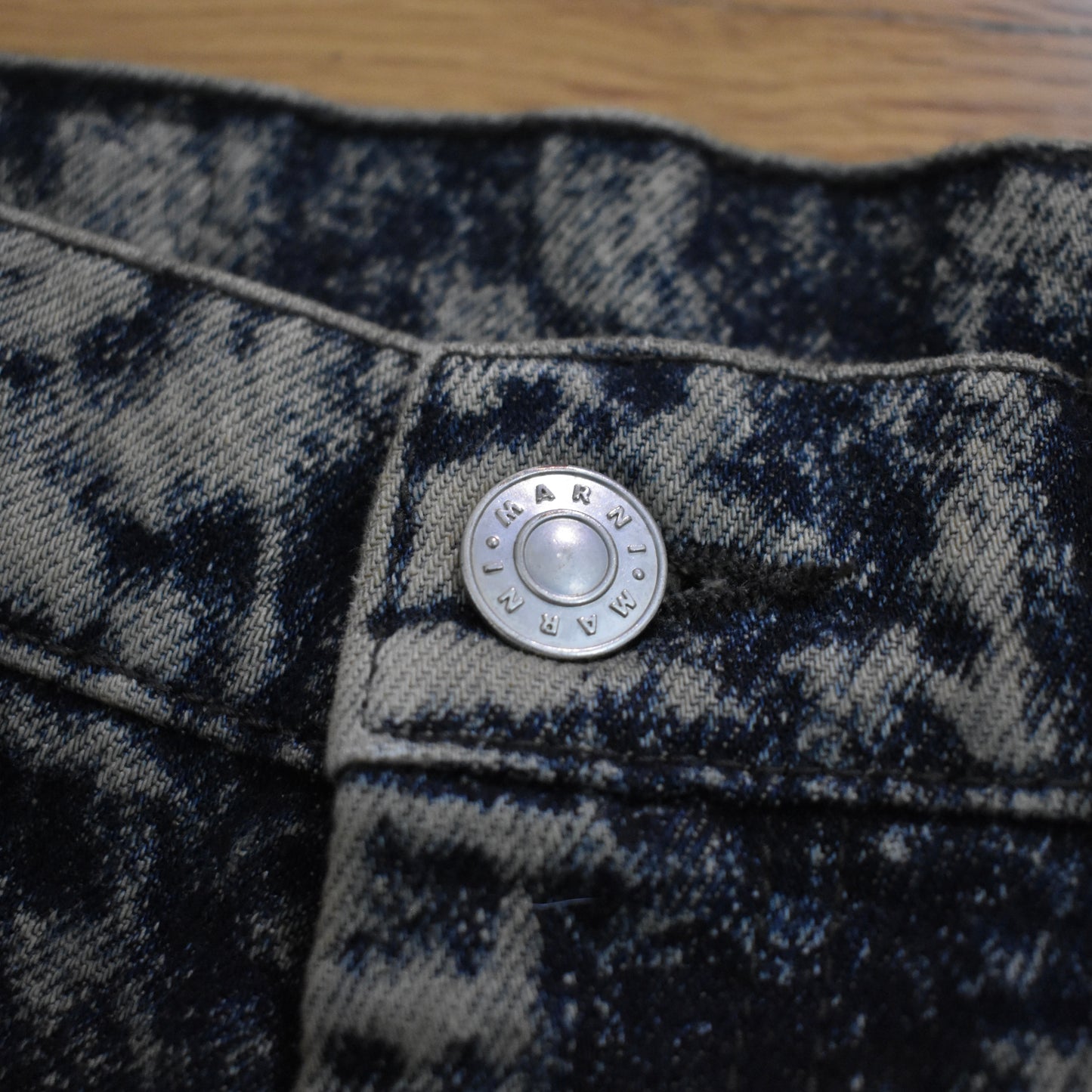 Marni - Marble Washed Denim Wide Leg Jeans