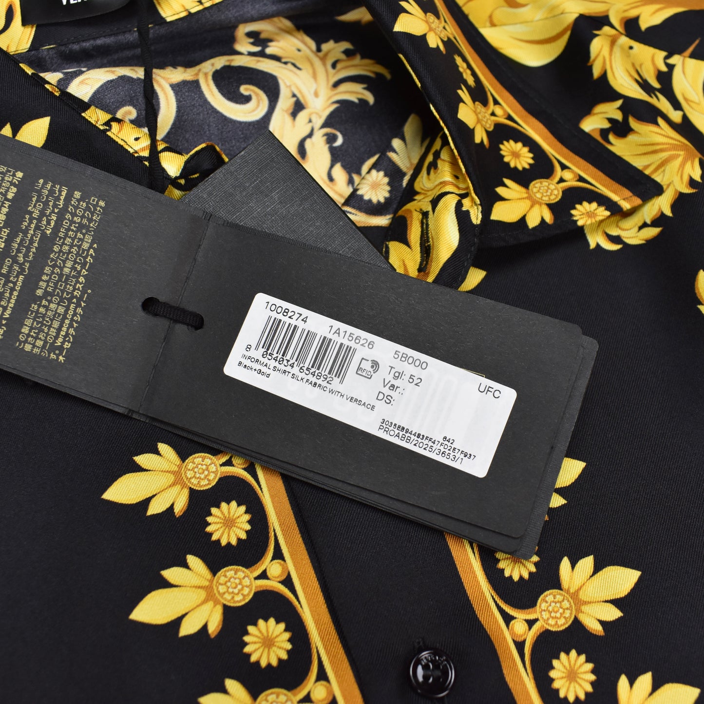 Versace - Black / Gold 100% Silk Baroque Print Shirt