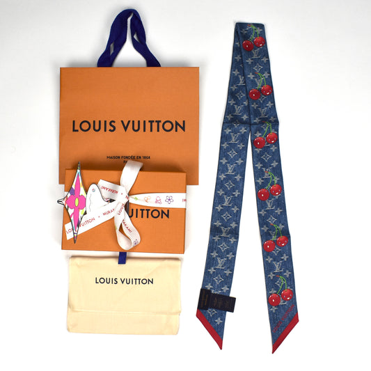 Louis Vuitton x Murakami - Monogram Cerise Silk Bandeau (Denim/Cherry)