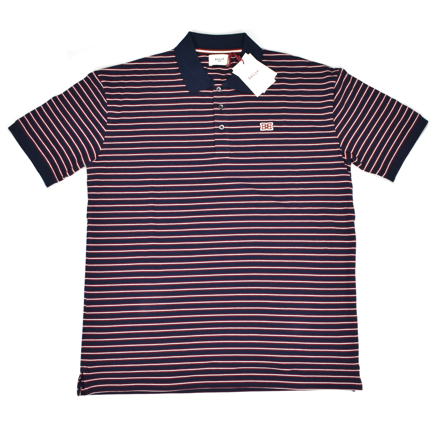 Bally - Navy Logo Stripe Polo Shirt