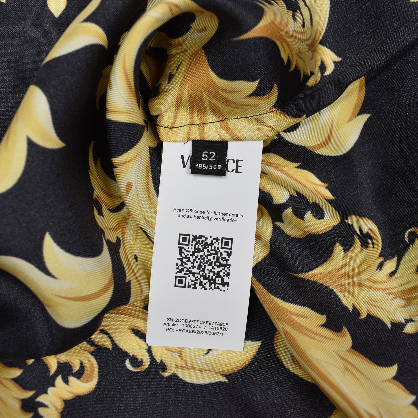 Versace - Black / Gold 100% Silk Baroque Print Shirt