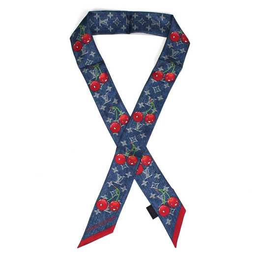 Louis Vuitton x Murakami - Monogram Cerise Silk Bandeau (Denim/Cherry)