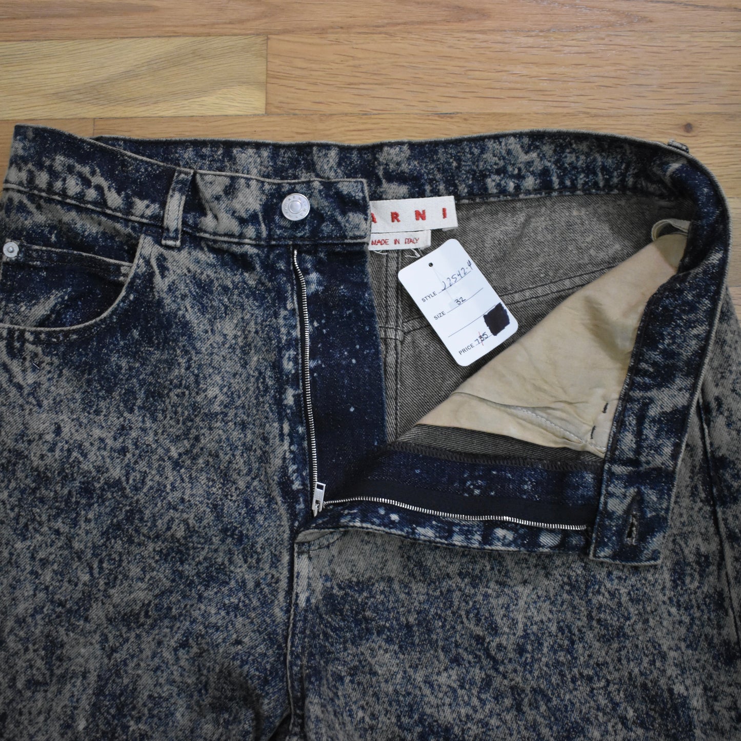 Marni - Marble Washed Denim Wide Leg Jeans