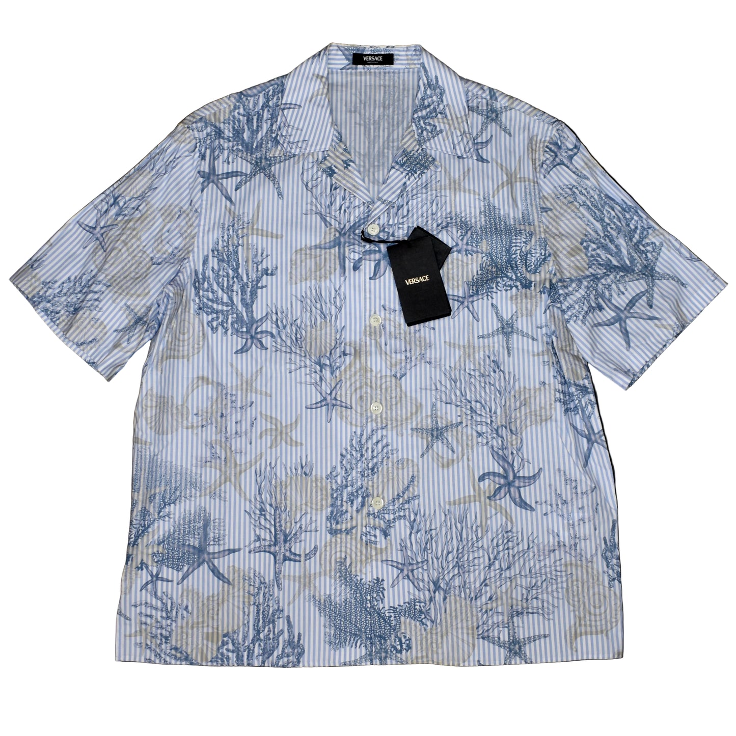 Versace - Striped Poplin Sea Print Shirt