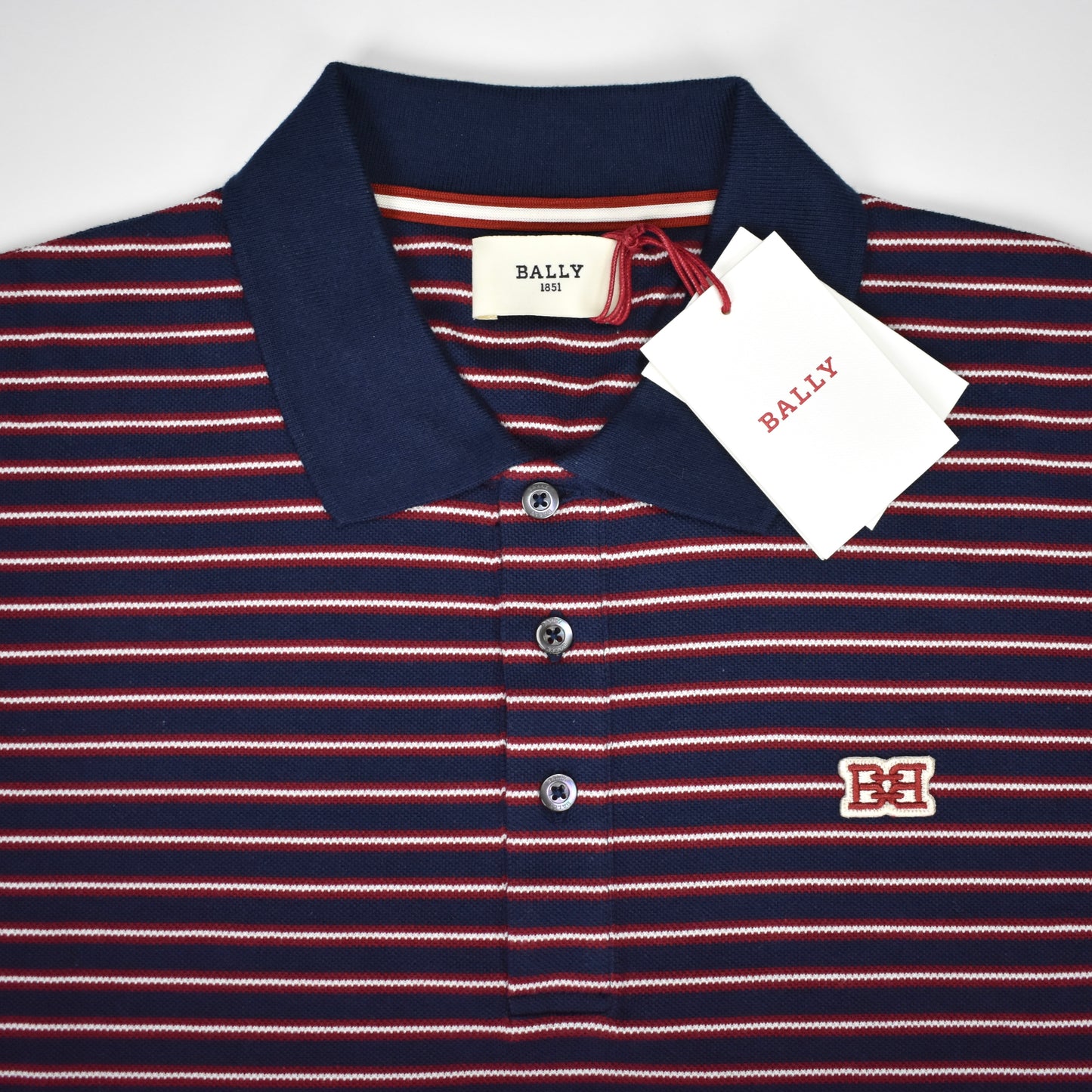 Bally - Navy Logo Stripe Polo Shirt