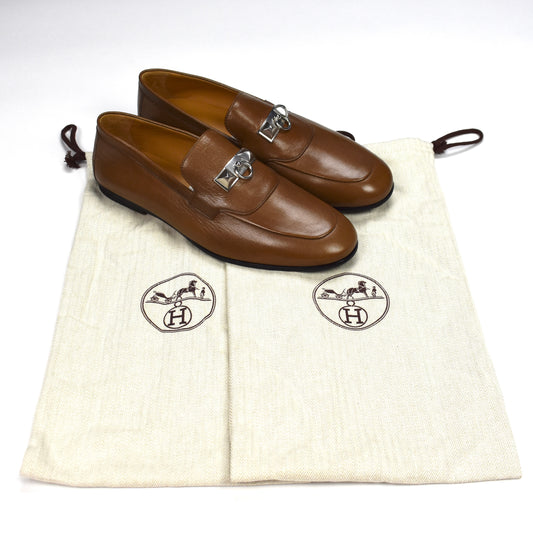 Hermes - Natural Safari Leather Blaise Loafers