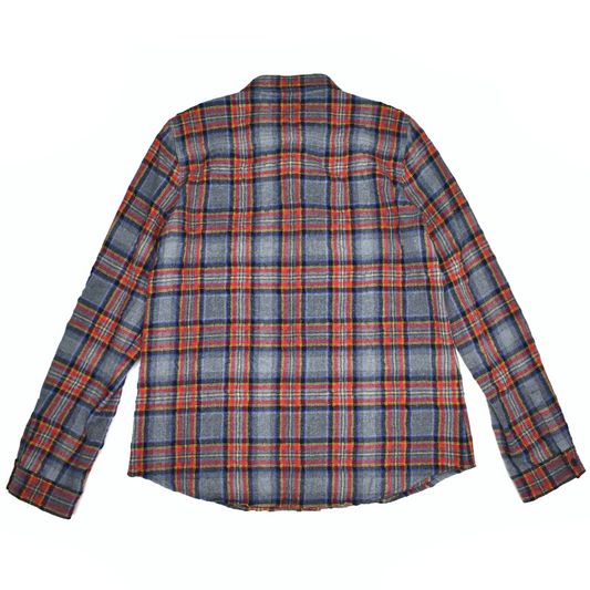 Saint Laurent - Gray/Red/Blue Plaid Wool Flannel Shirt