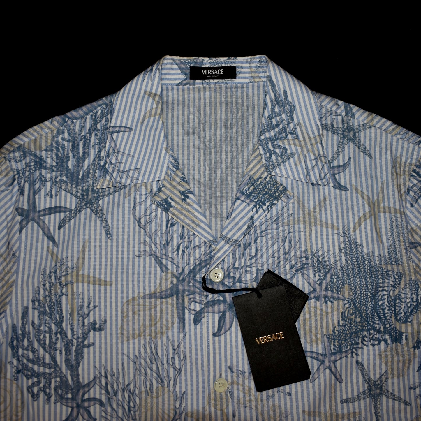 Versace - Striped Poplin Sea Print Shirt