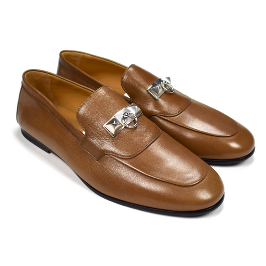 Hermes - Natural Safari Leather Blaise Loafers