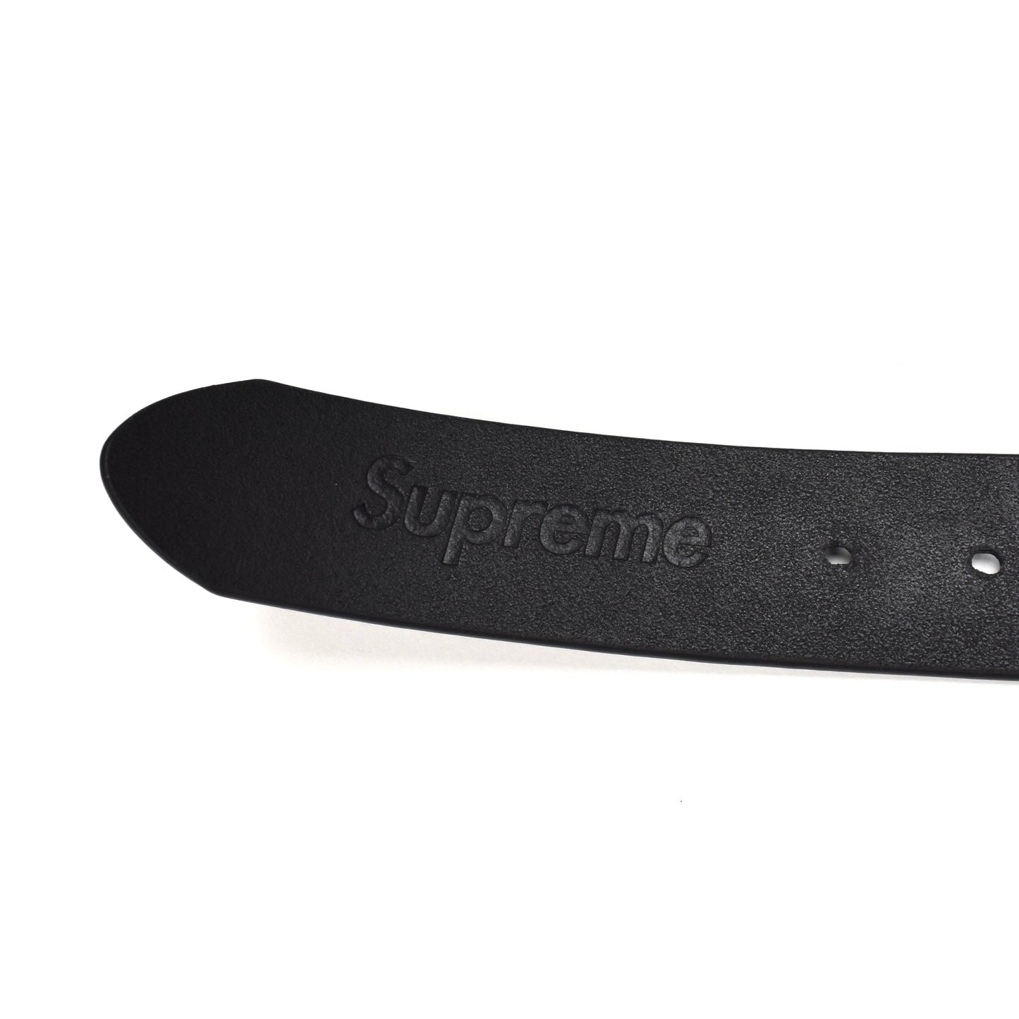 Supreme - Black Leather Repeat Logo Belt (FW25)