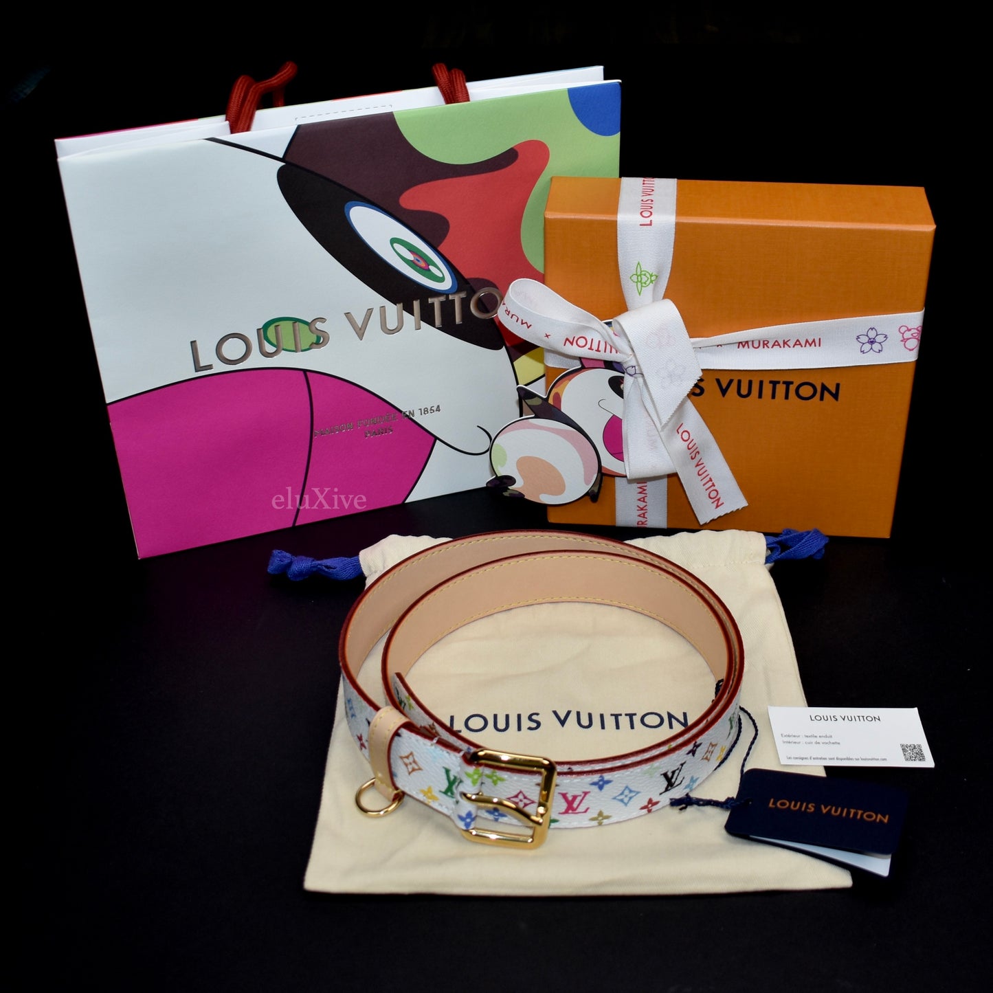 Louis Vuitton x Murakami - Multicolor Logo D-Ring 30mm Belt (White)