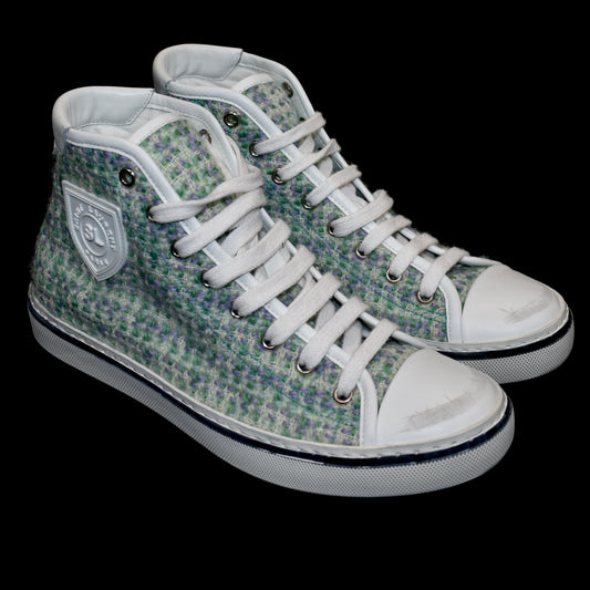 Saint Laurent - Blue Tweed Distressed Malibu Sneakers