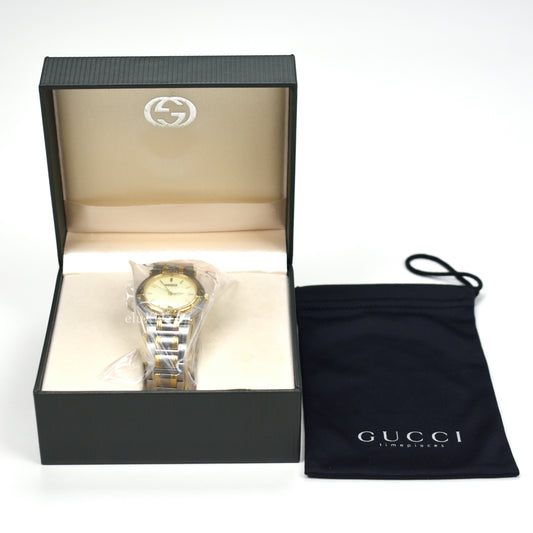 Gucci - 9000M Gold / Steel Cream Dial Watch (Solid Links)