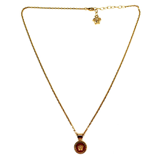Versace - Gold / Red Enamel Medusa Pendant Chain