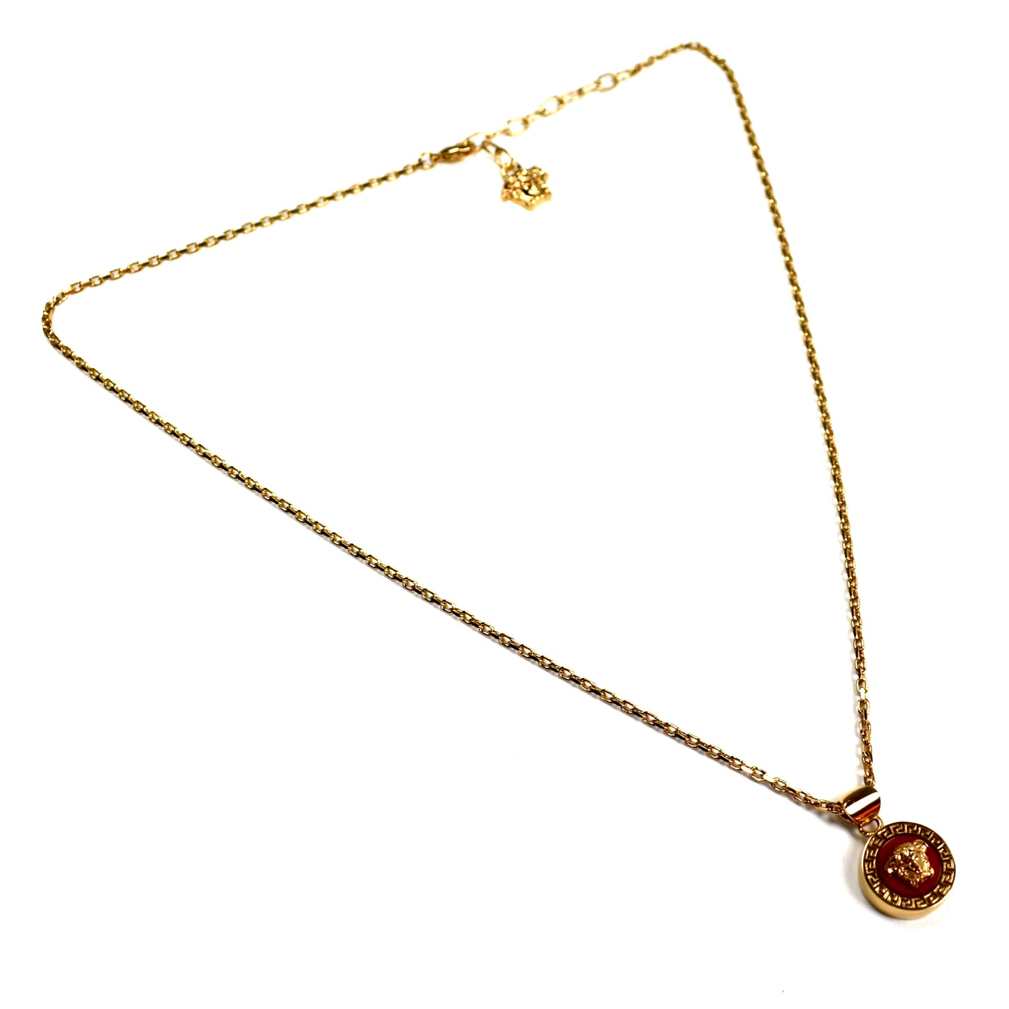 Versace - Gold / Red Enamel Medusa Pendant Chain