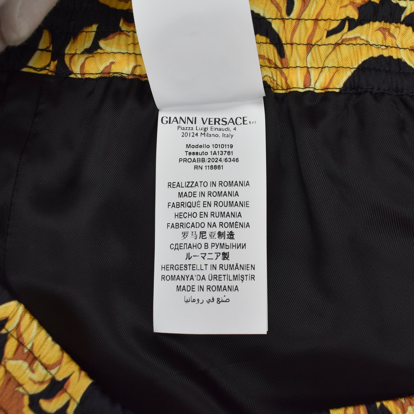 Versace - Black / Gold Baroque Leaf Twill Shorts