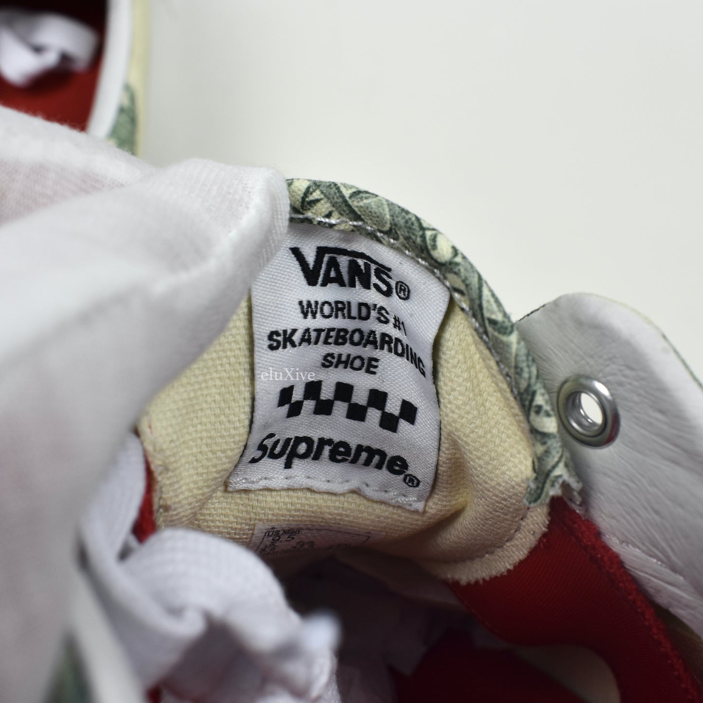 Supreme x Vans - Dollar Bill Print Skate Era Sneakers