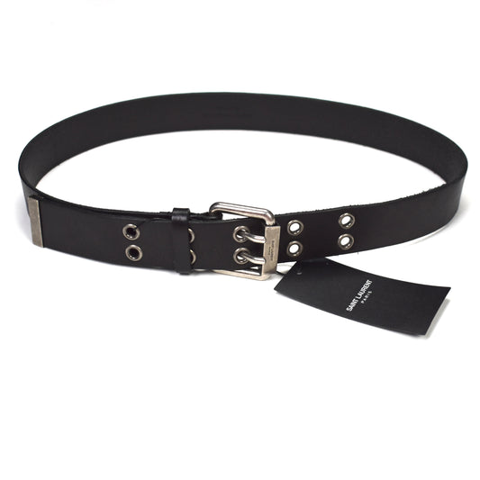 Saint Laurent - Black Vegetable Tanned Leather Moto Belt