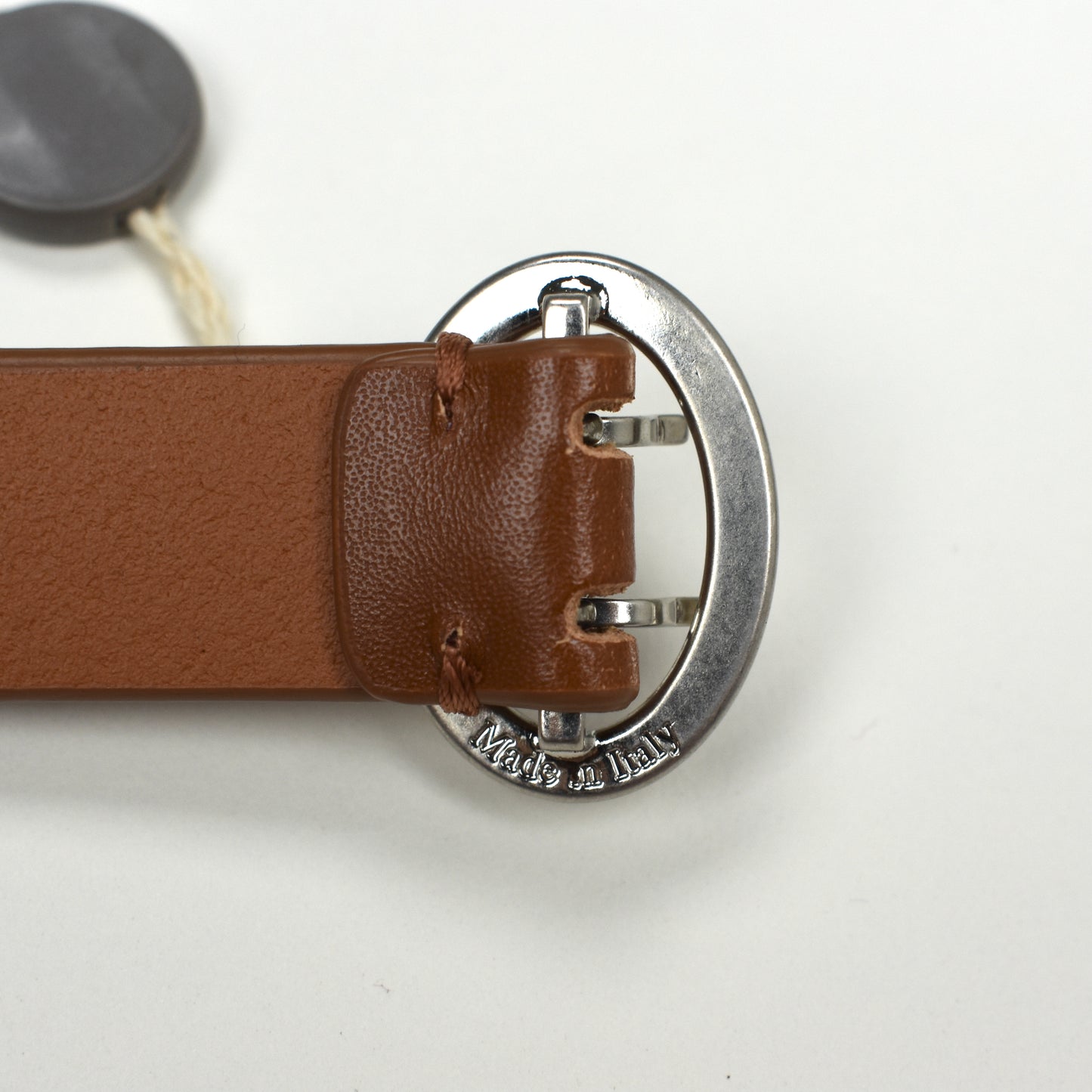 Maison Margiela - Thin Brown Leather Oval Buckle Belt