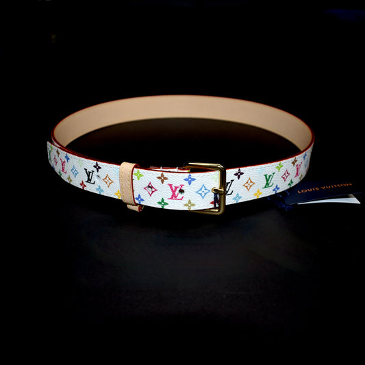 Louis Vuitton x Murakami - Multicolor Logo D-Ring 30mm Belt (White)