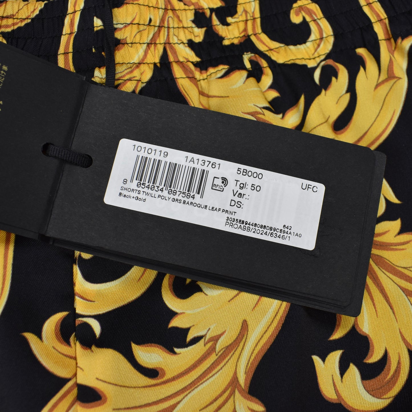Versace - Black / Gold Baroque Leaf Twill Shorts