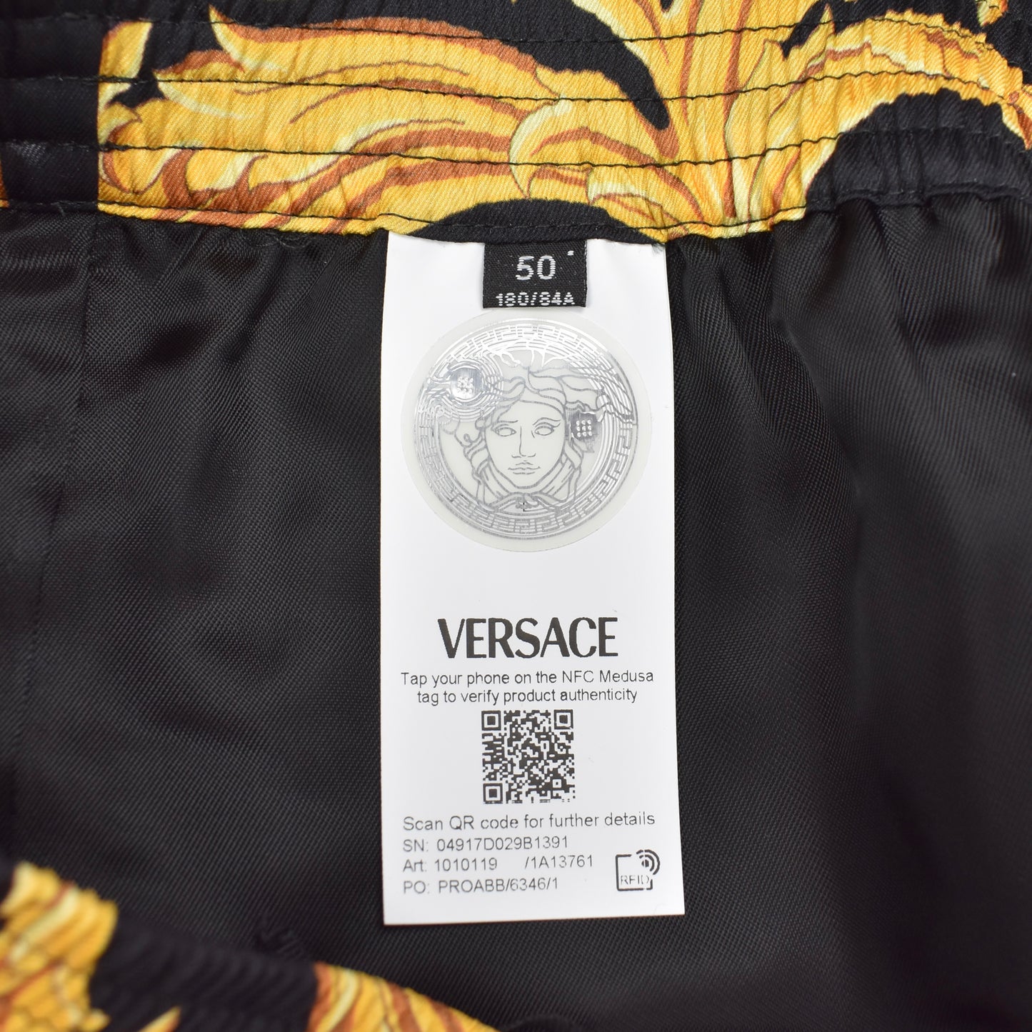 Versace - Black / Gold Baroque Leaf Twill Shorts