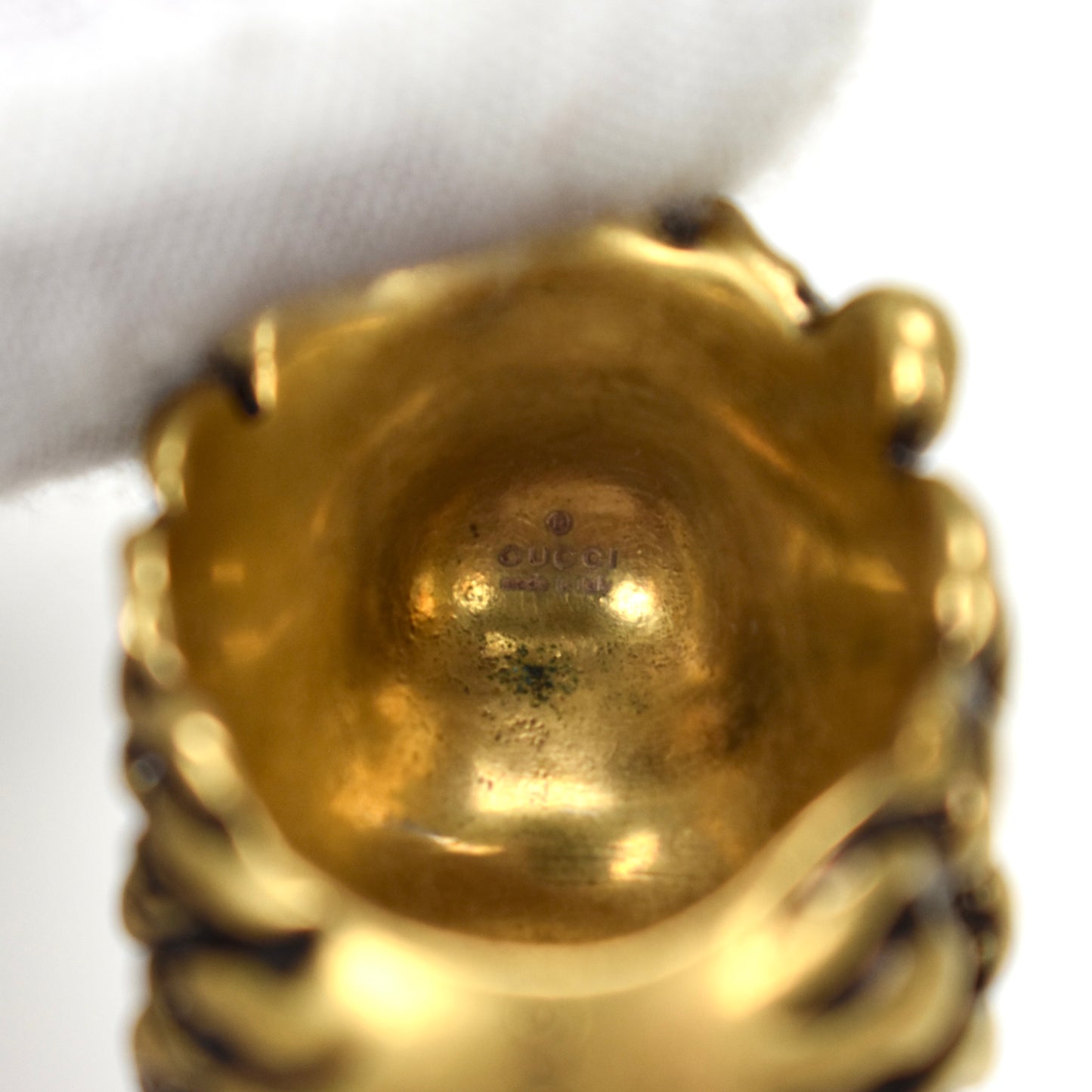 Gucci - Vintage Gold Lion Blue Crystal Ring