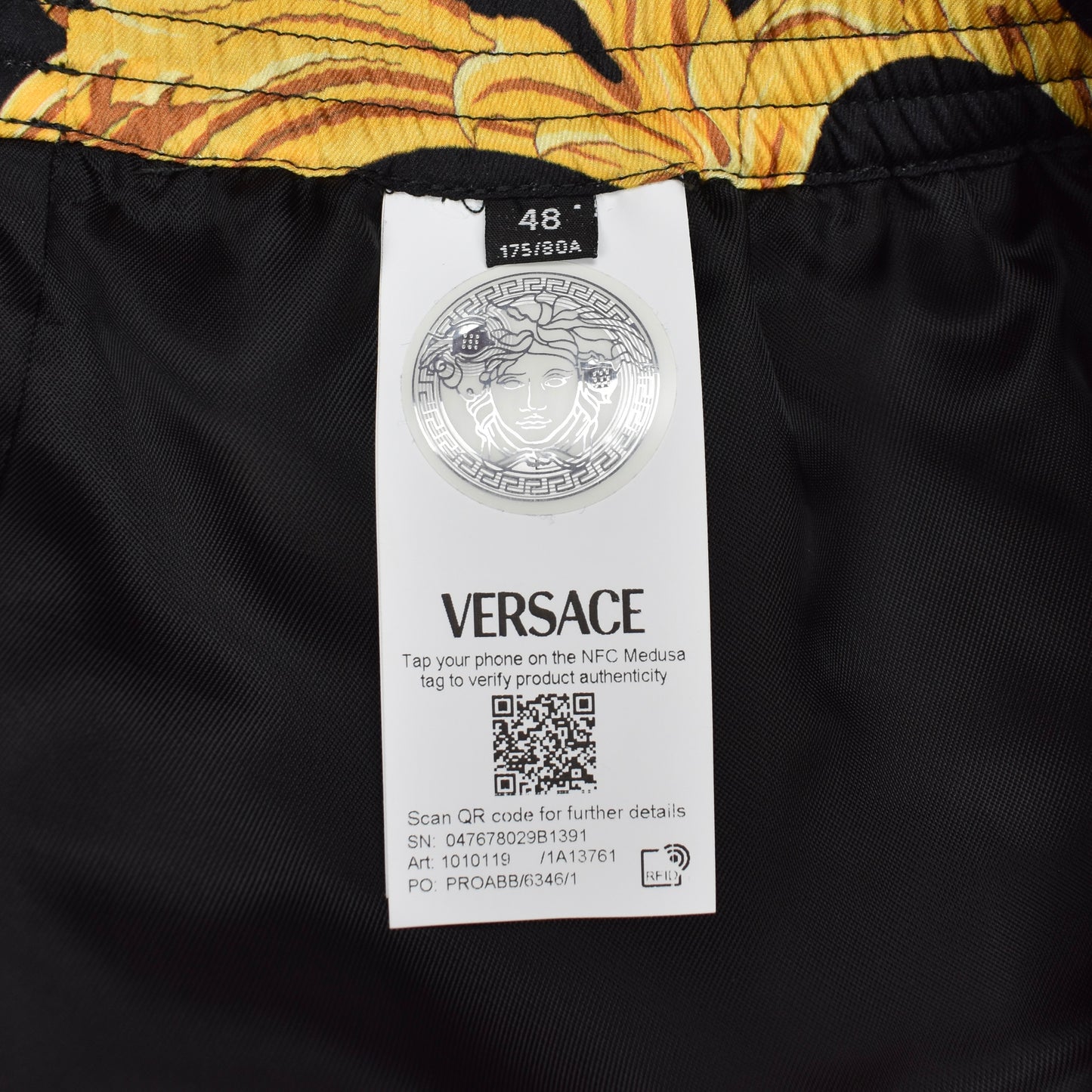 Versace - Black / Gold Baroque Leaf Twill Shorts