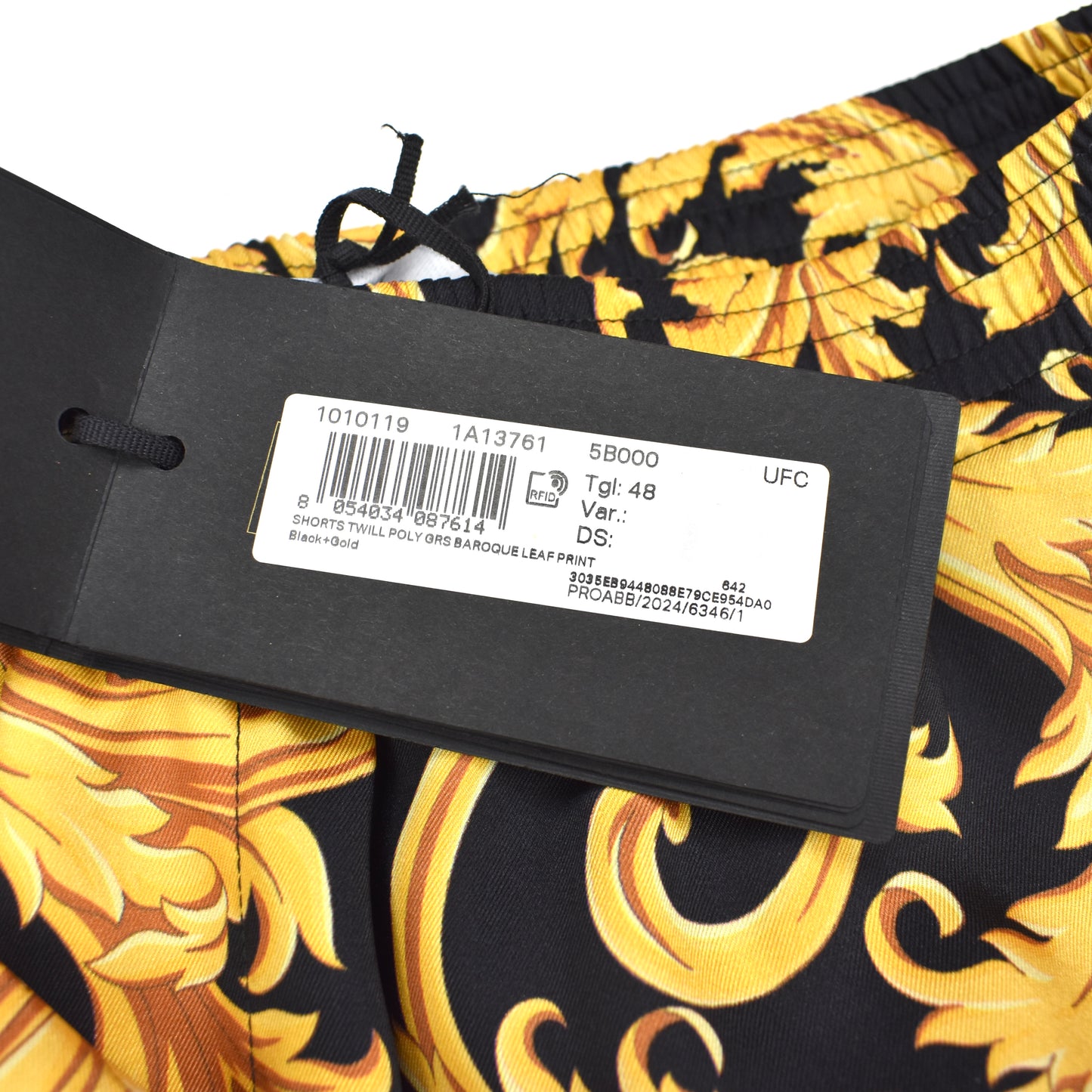 Versace - Black / Gold Baroque Leaf Twill Shorts