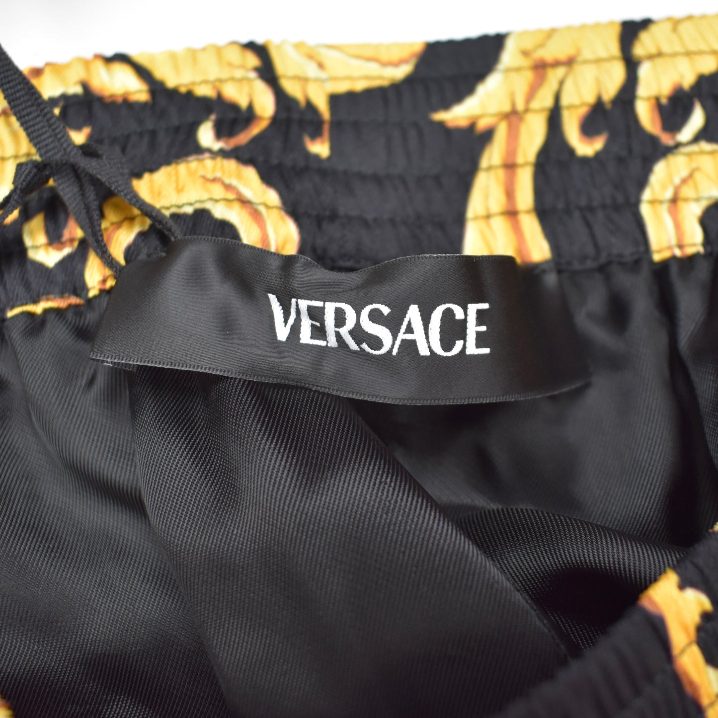 Versace - Black / Gold Baroque Leaf Twill Shorts