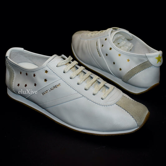 Saint Laurent - White Distressed Leather Jay Sneakers