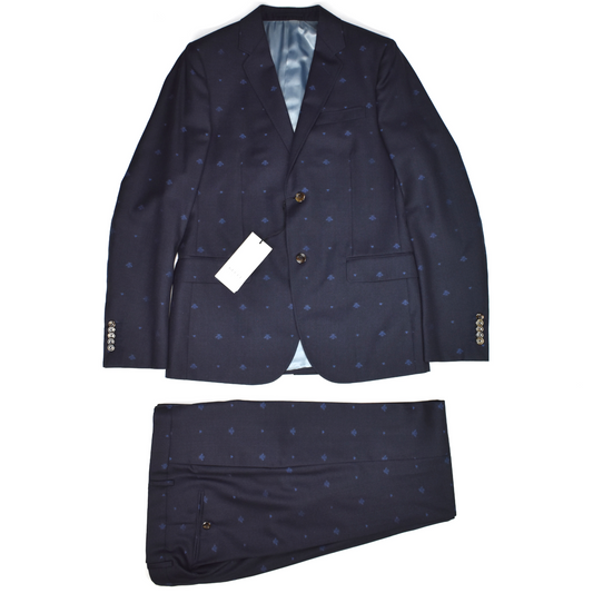 Gucci - Navy Wool Allover Bee Jacquard Monaco Suit