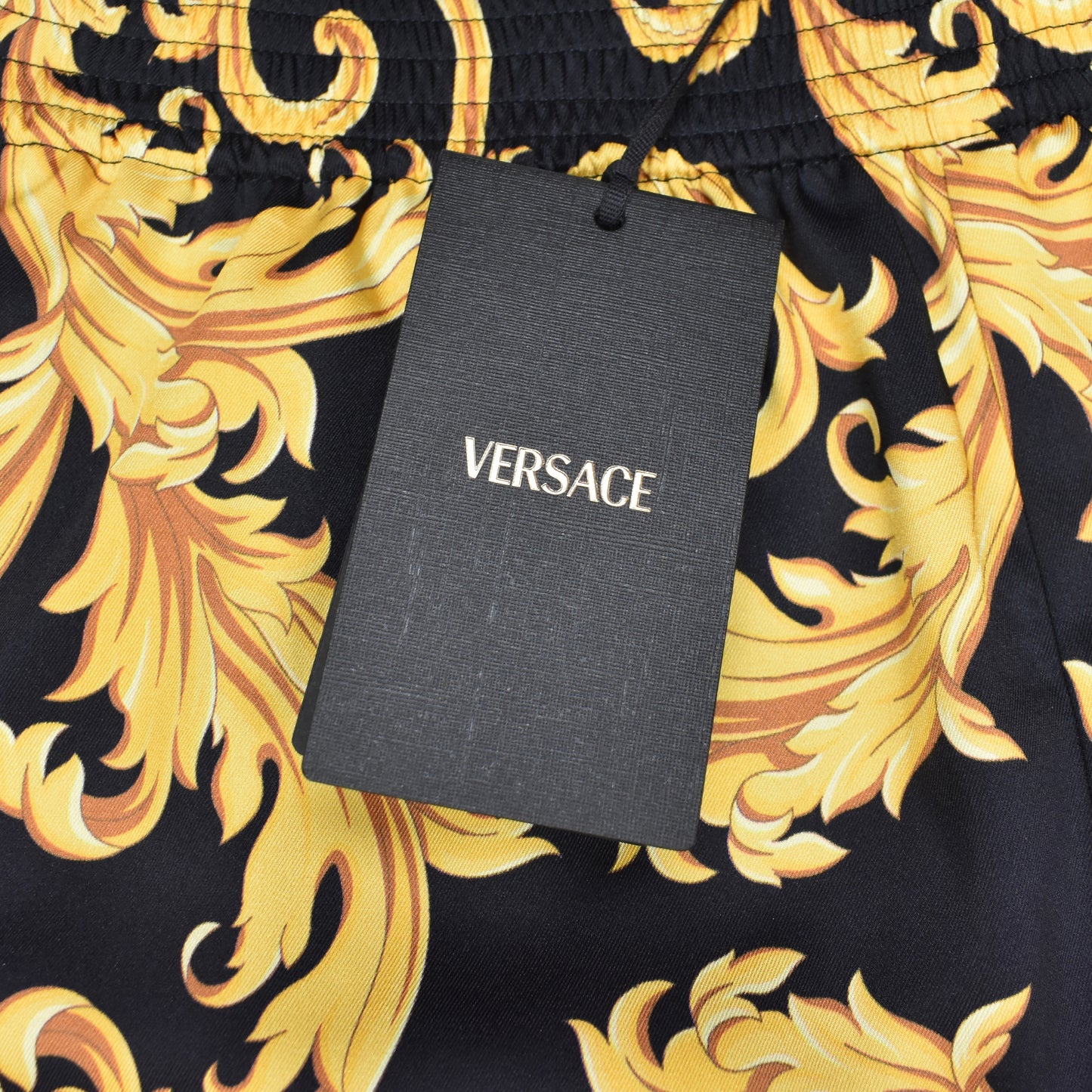 Versace - Black / Gold Baroque Leaf Twill Shorts