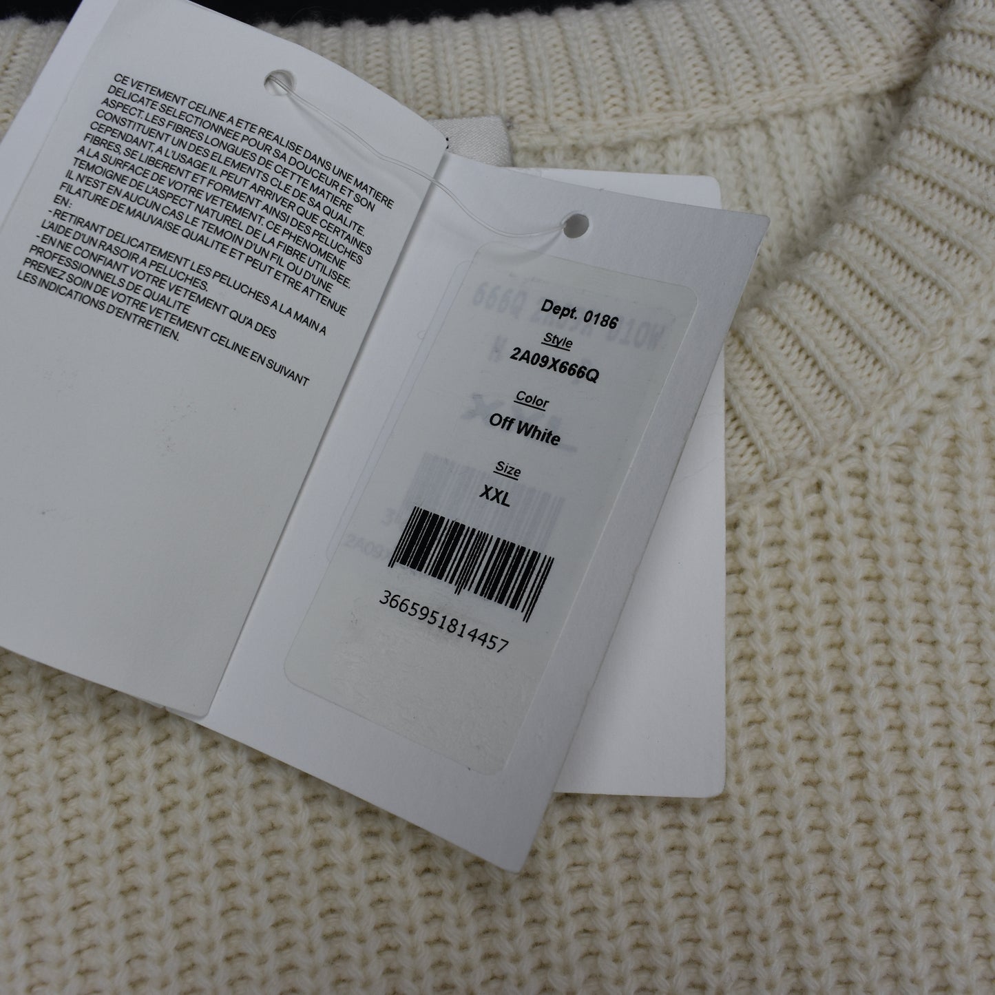 Celine - Cream Wool Sequin Logo Sweater