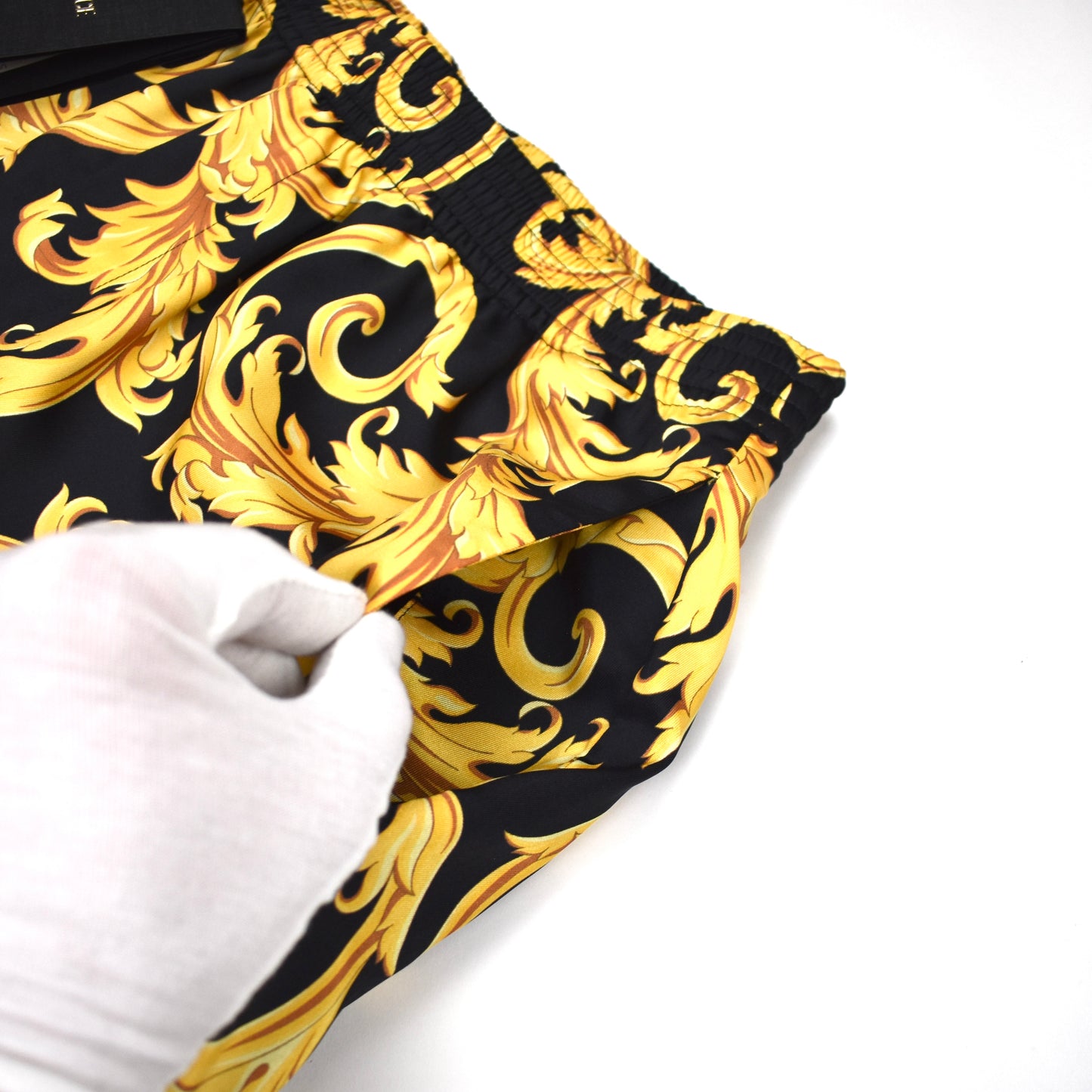 Versace - Black / Gold Baroque Leaf Twill Shorts