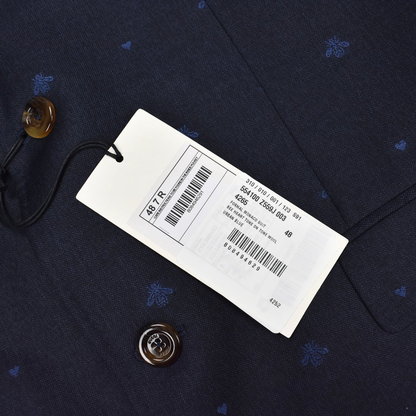 Gucci - Navy Wool Allover Bee Jacquard Monaco Suit