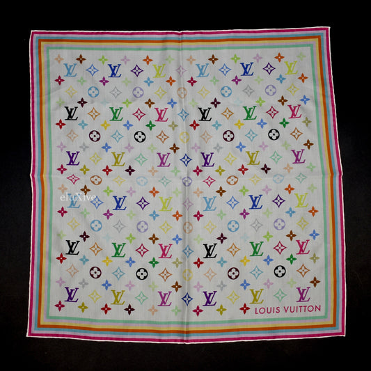 Louis Vuitton x Murakami - Multicolor Square 55 Silk Scarf/Bandana (White)