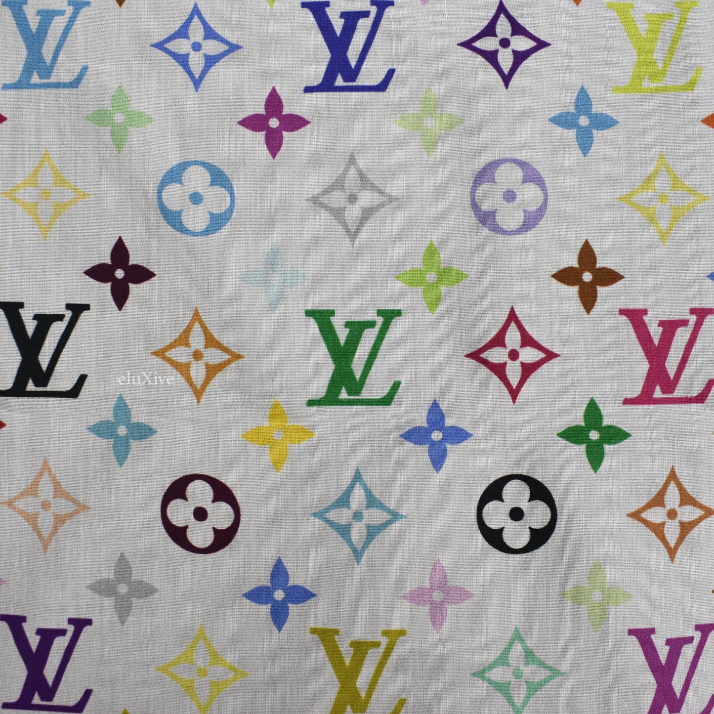 Louis Vuitton x Murakami - Multicolor Square 55 Silk Scarf/Bandana (White)