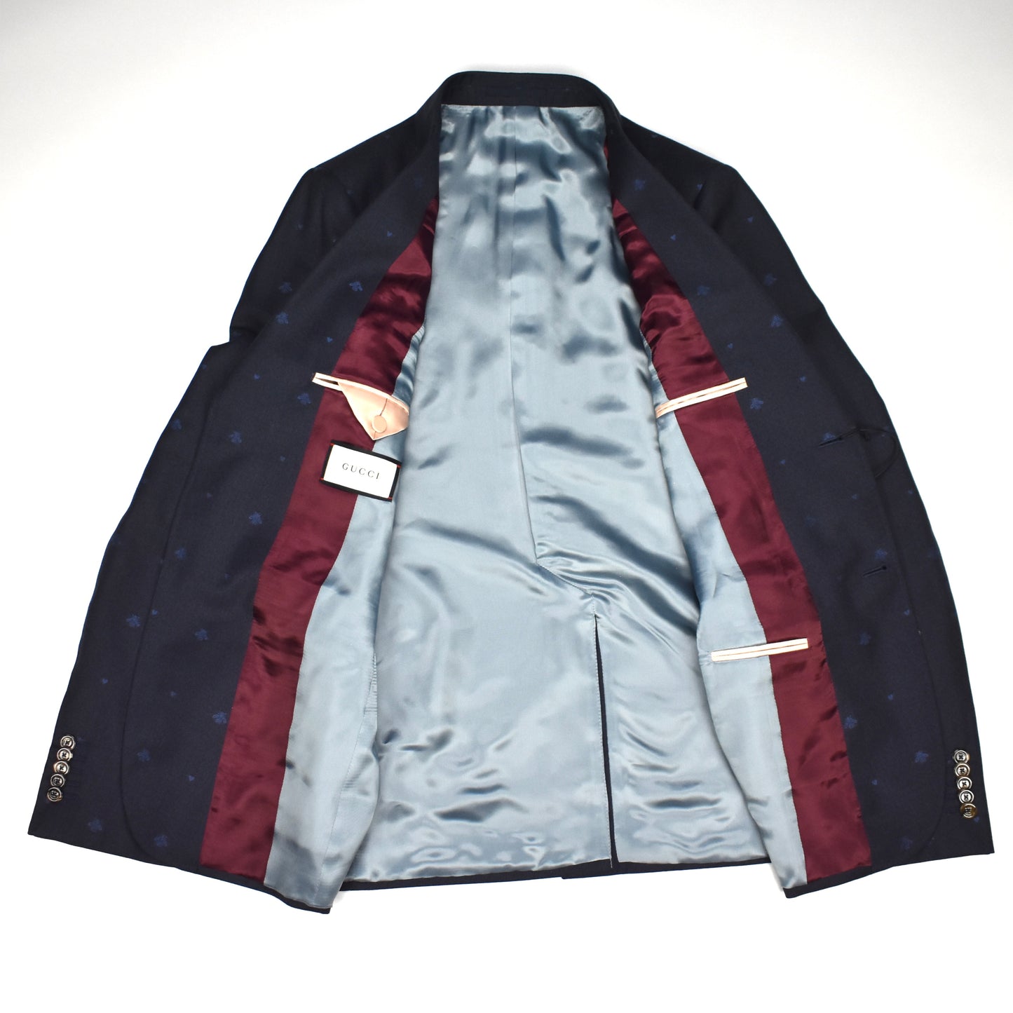 Gucci - Navy Wool Allover Bee Jacquard Monaco Suit