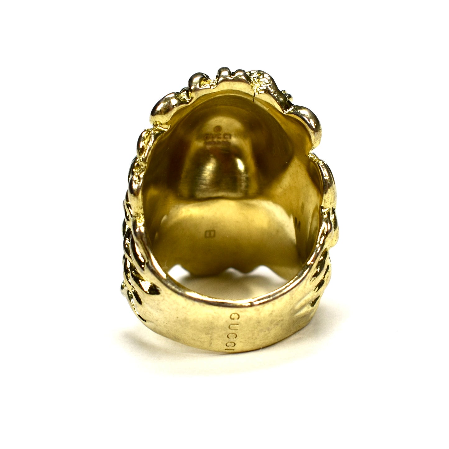 Gucci - Gold Green Crystal Lion Ring