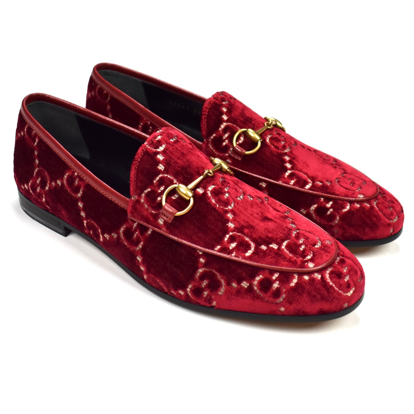 Gucci - Red Velvet GG Monogram Horsebit Loafers