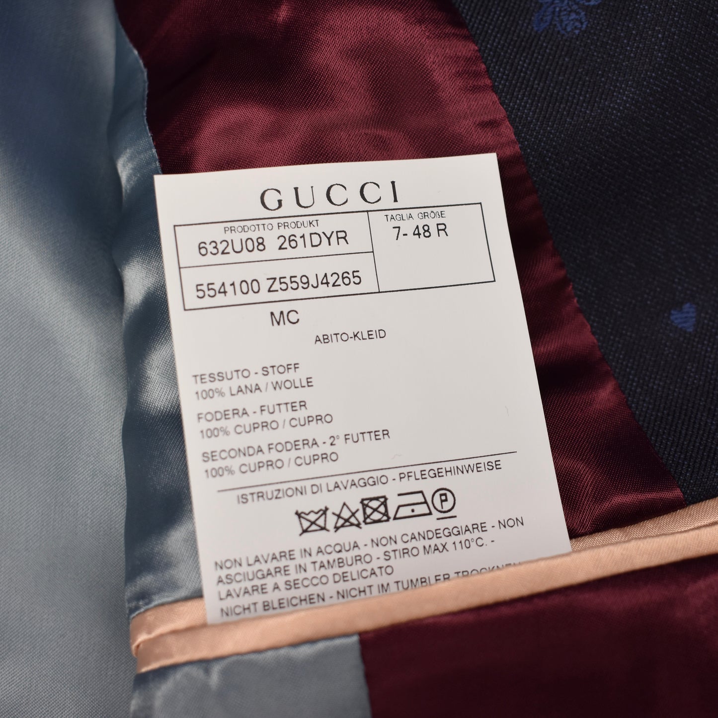 Gucci - Navy Wool Allover Bee Jacquard Monaco Suit