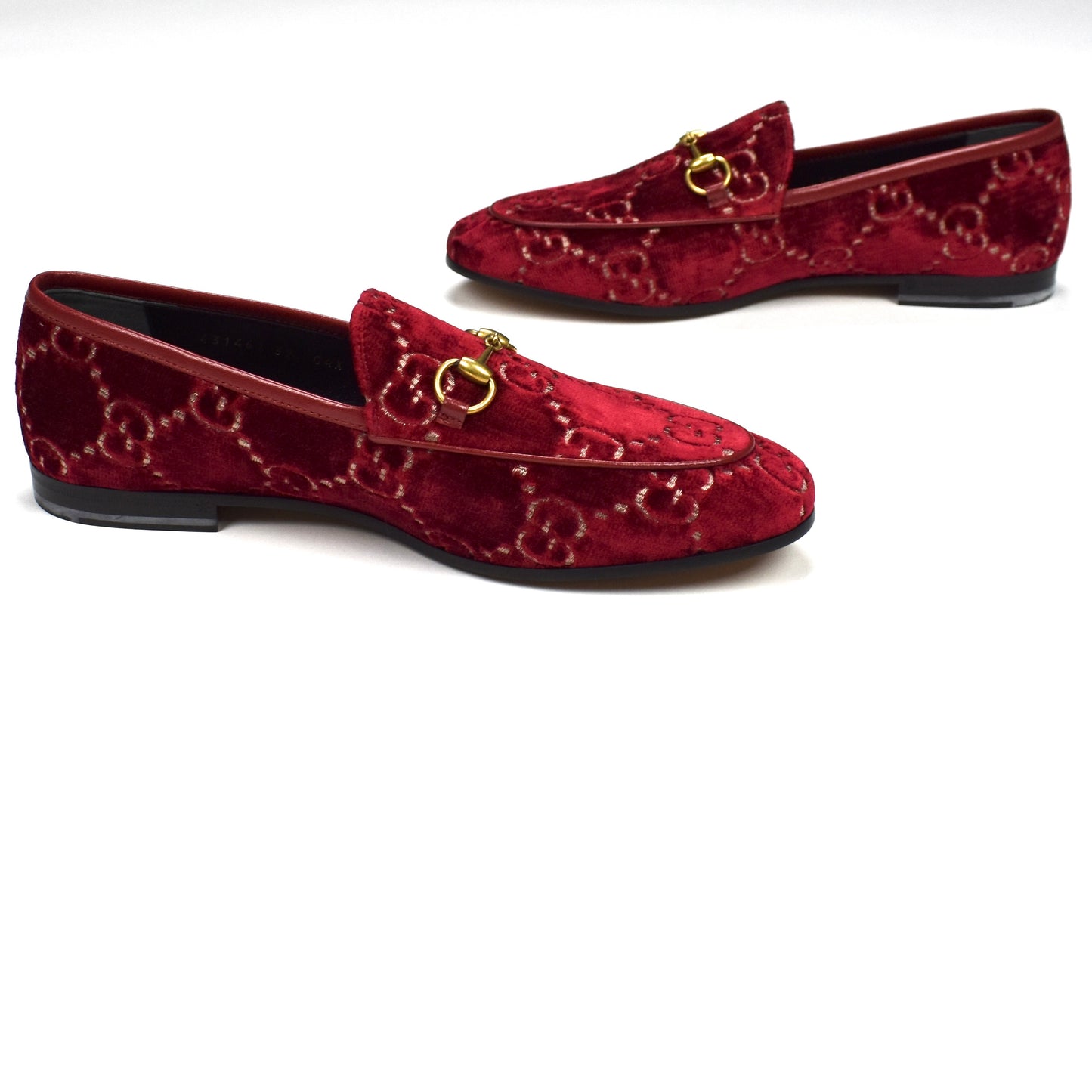 Gucci - Red Velvet GG Monogram Horsebit Loafers