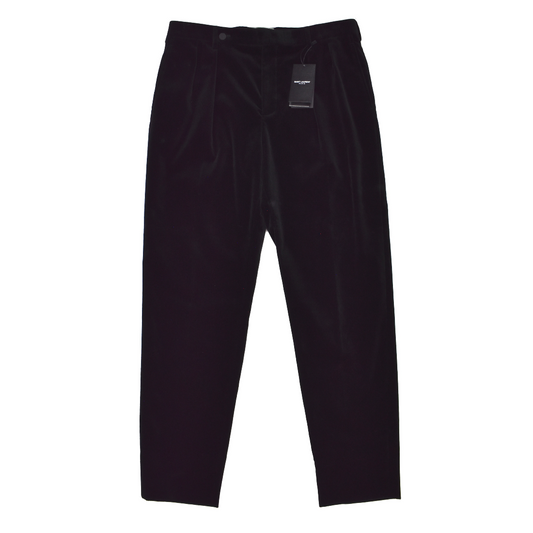 Saint Laurent - Black Doule Pleated Velvet Pants