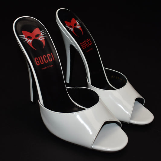 Gucci - White Polished Leather Heels