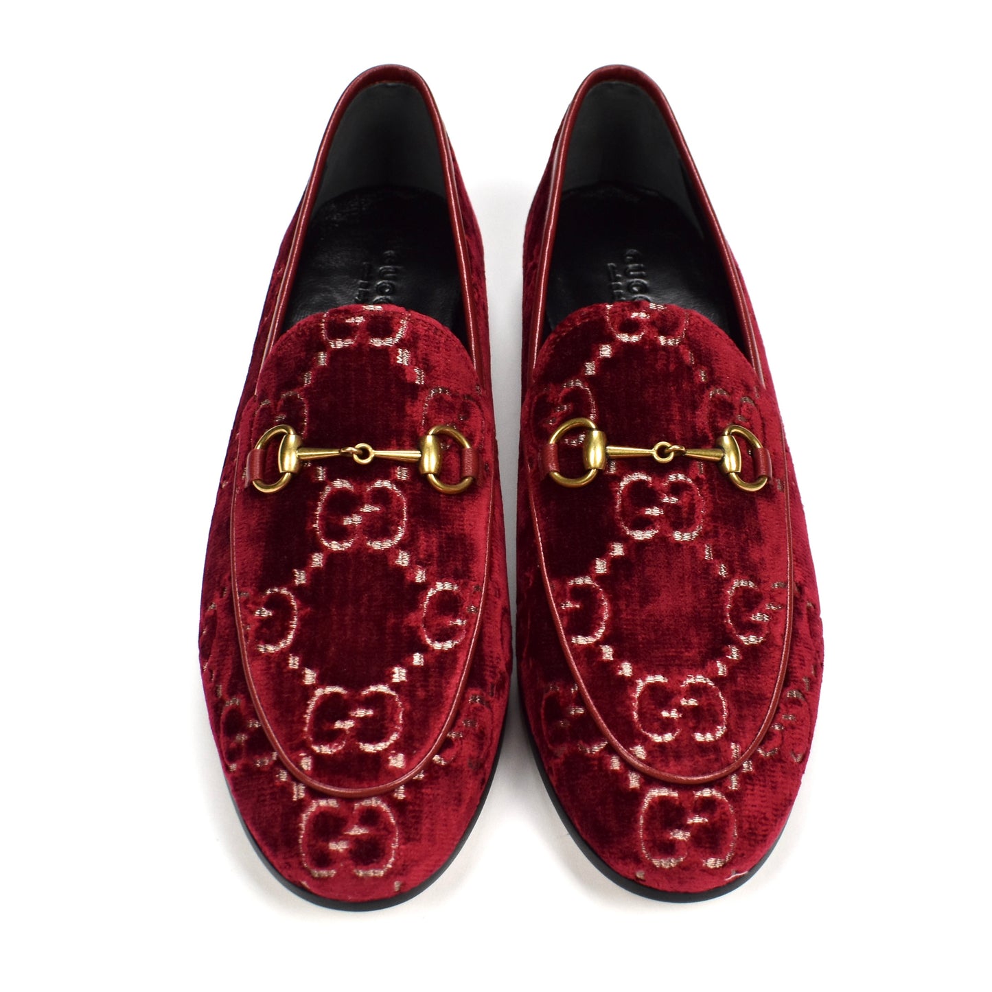 Gucci - Red Velvet GG Monogram Horsebit Loafers