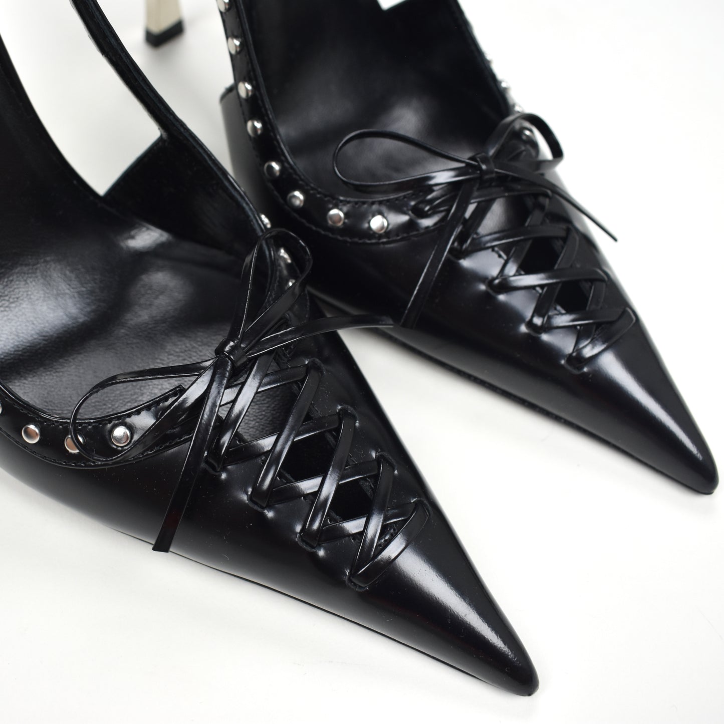 Versace x Dua Lipa - Black Leather Corset Heels