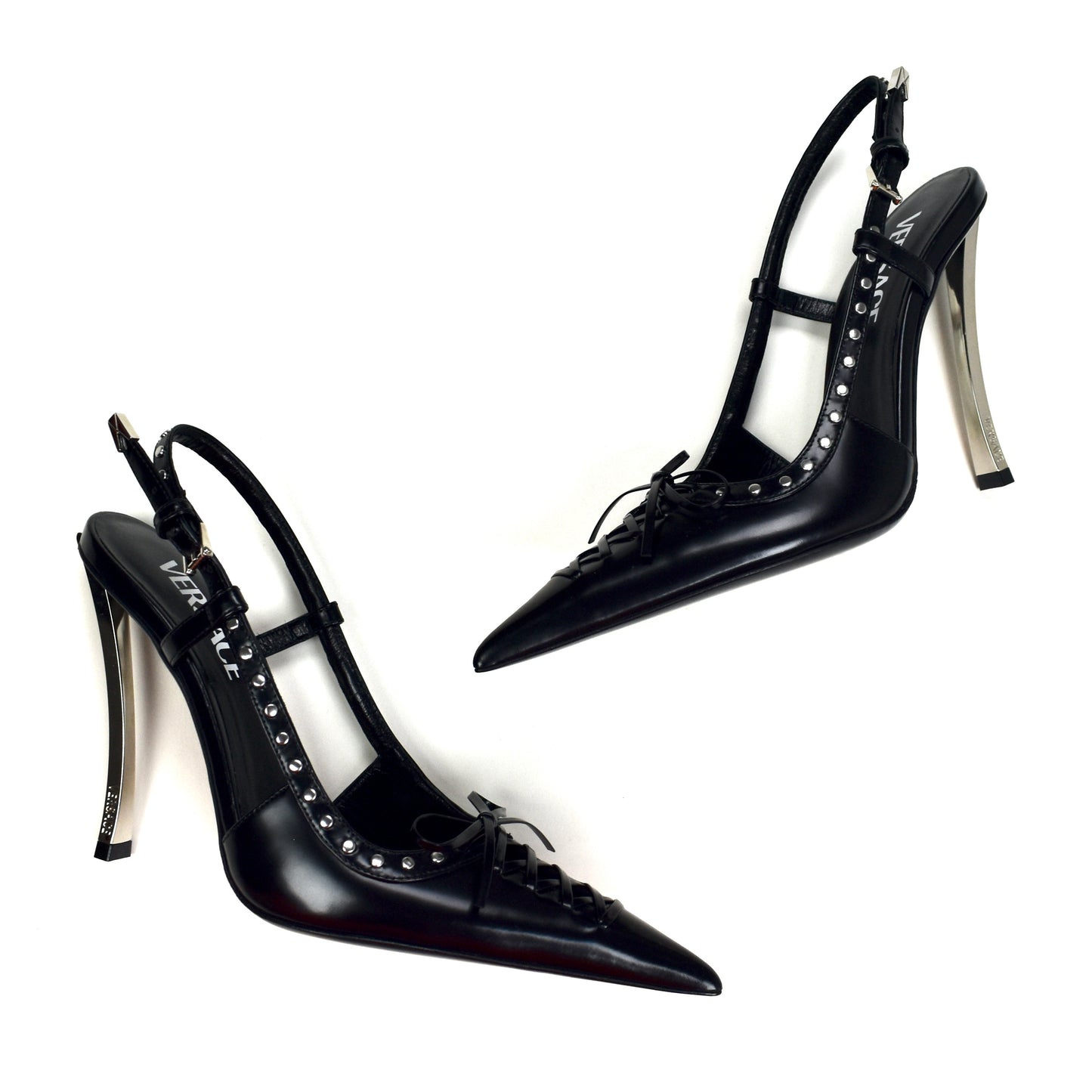 Versace x Dua Lipa - Black Leather Corset Heels