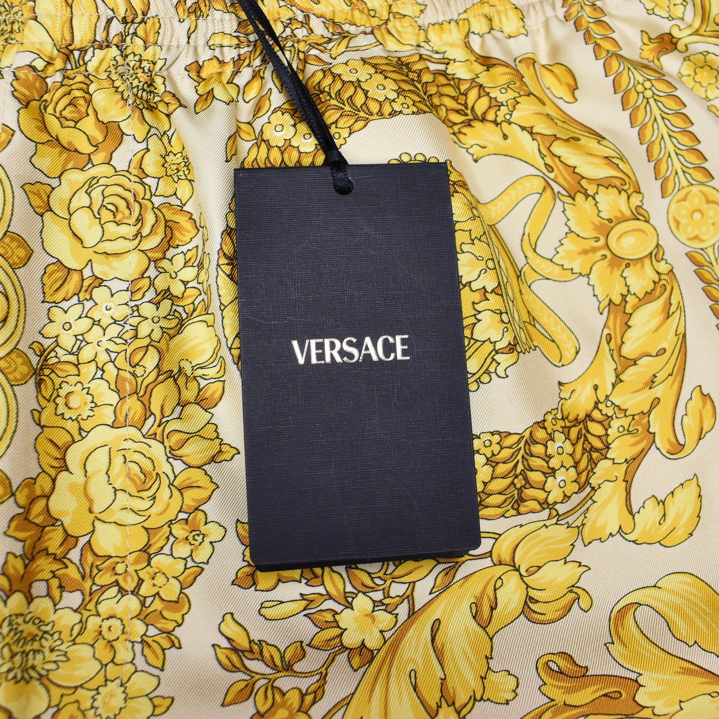 Versace - Champagne / Gold Barocco Print 100% Silk Shorts