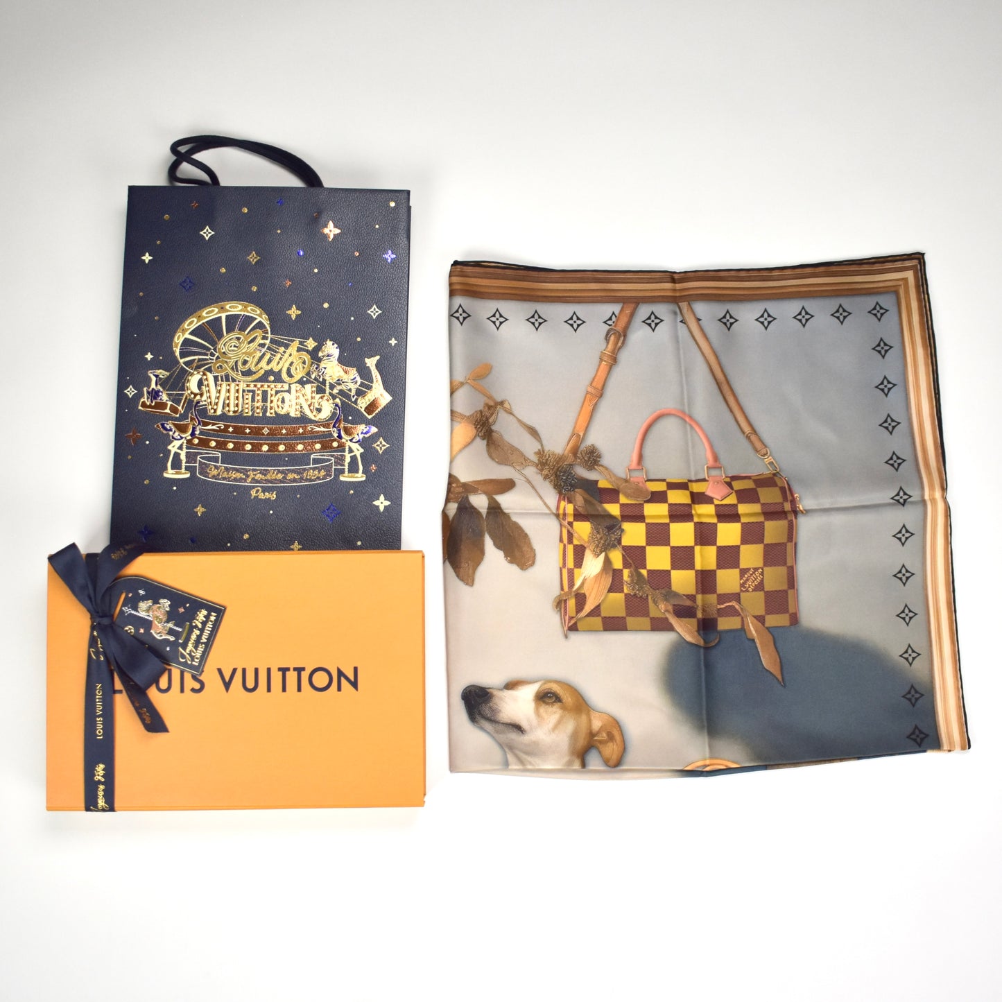 Louis Vuitton - Elegant Scene of a Dog Silk Scarf (Large)